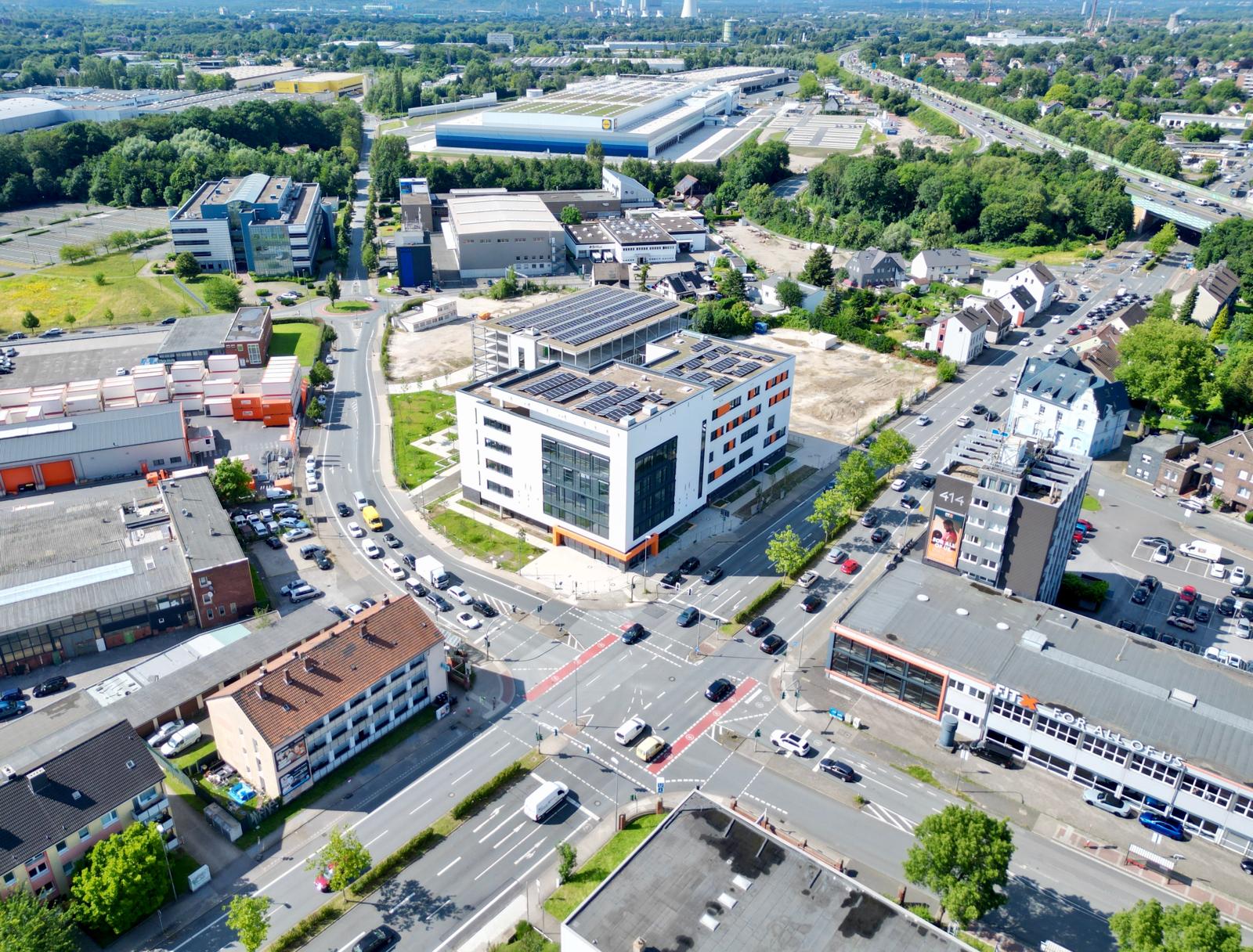 Luftaufnahme des fertiggestellten medizinischen Zentrums in Bochum-Riemke